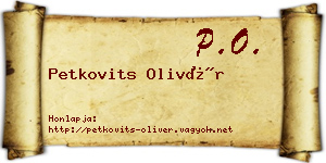 Petkovits Olivér névjegykártya